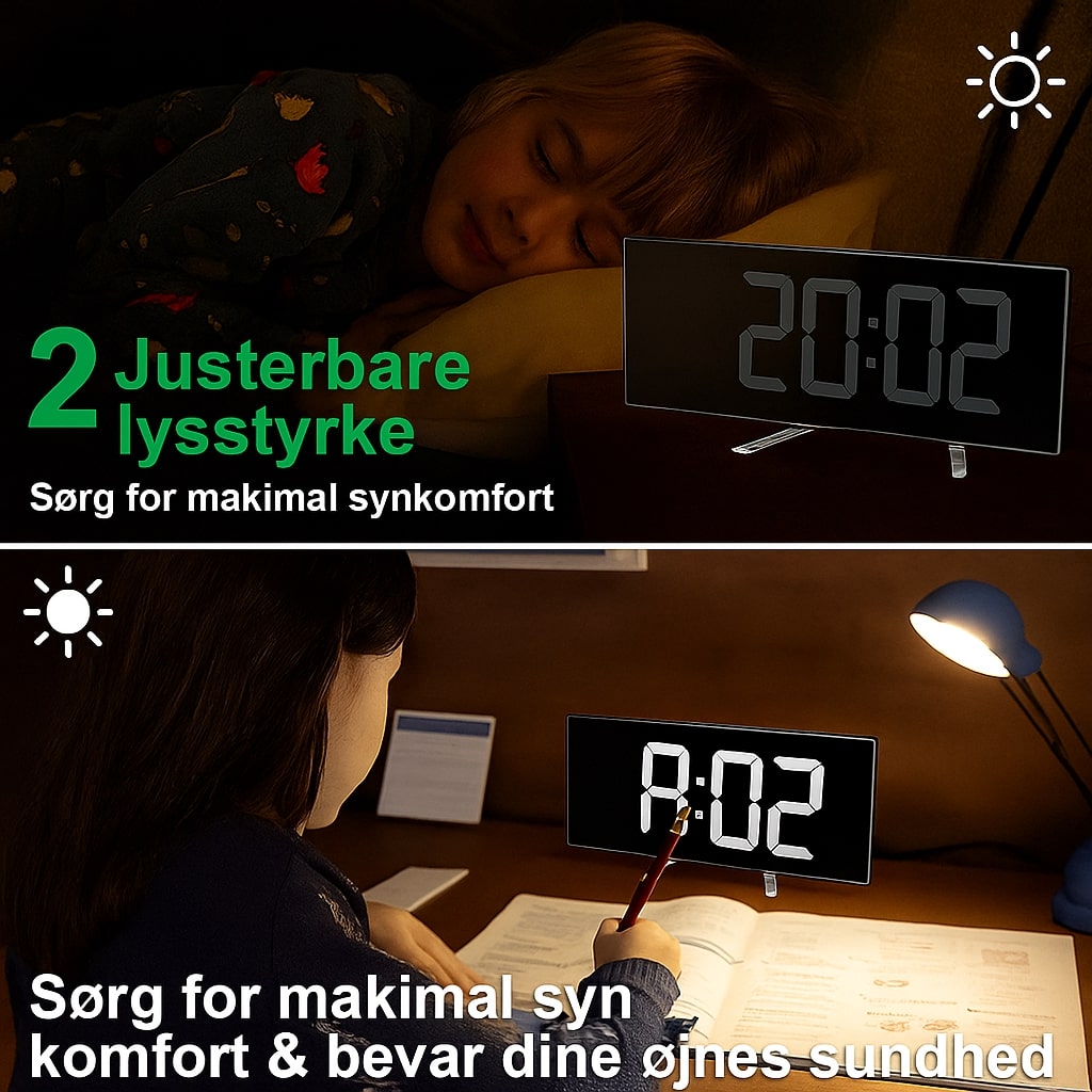 Navando Digitale Wekker met Gebogen LED-Display