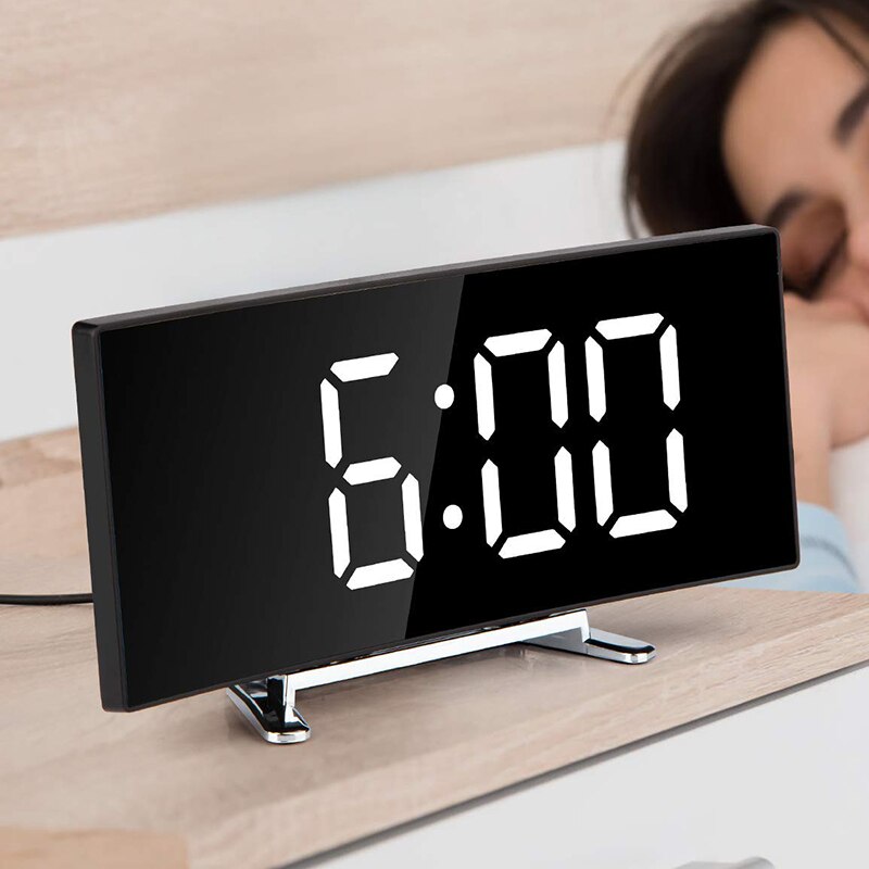 Navando Digitale Wekker met Gebogen LED-Display