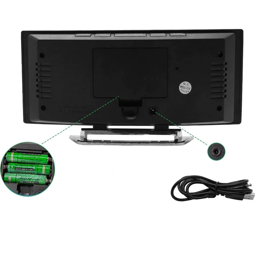Navando Digitale Wekker met Gebogen LED-Display