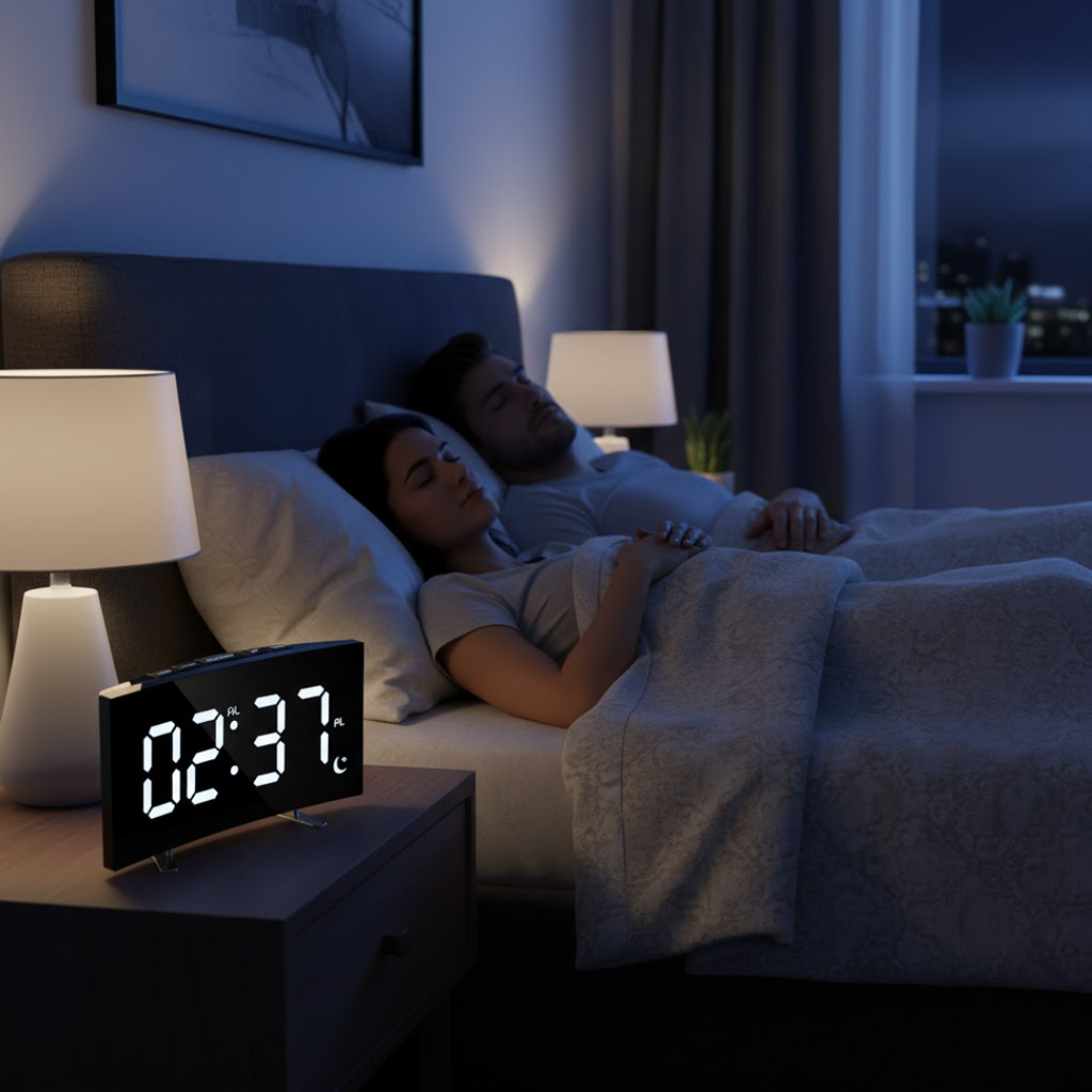 Navando Digitale Wekker met Gebogen LED-Display