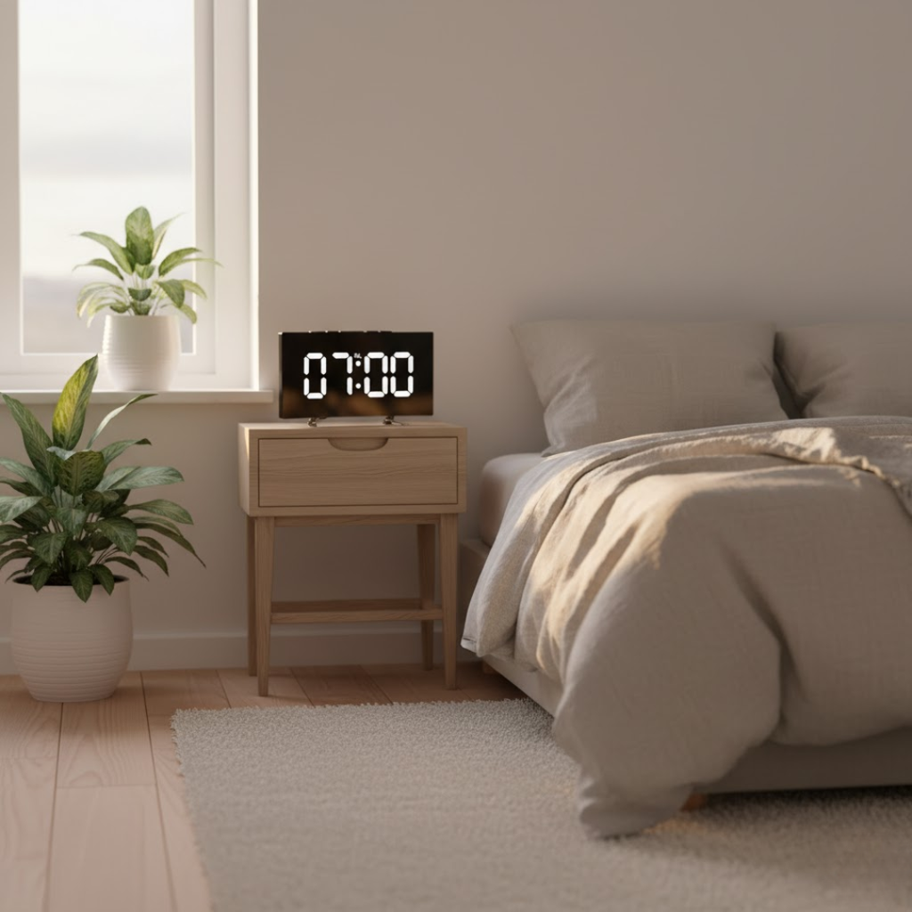 Navando Digitale Wekker met Gebogen LED-Display