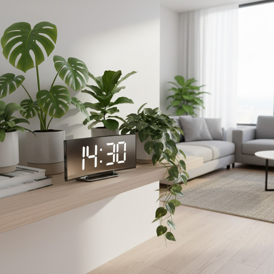 Navando Digitale Wekker met Gebogen LED-Display