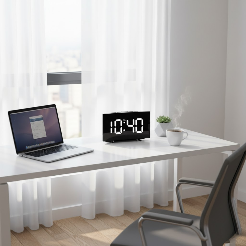Navando Digitale Wekker met Gebogen LED-Display