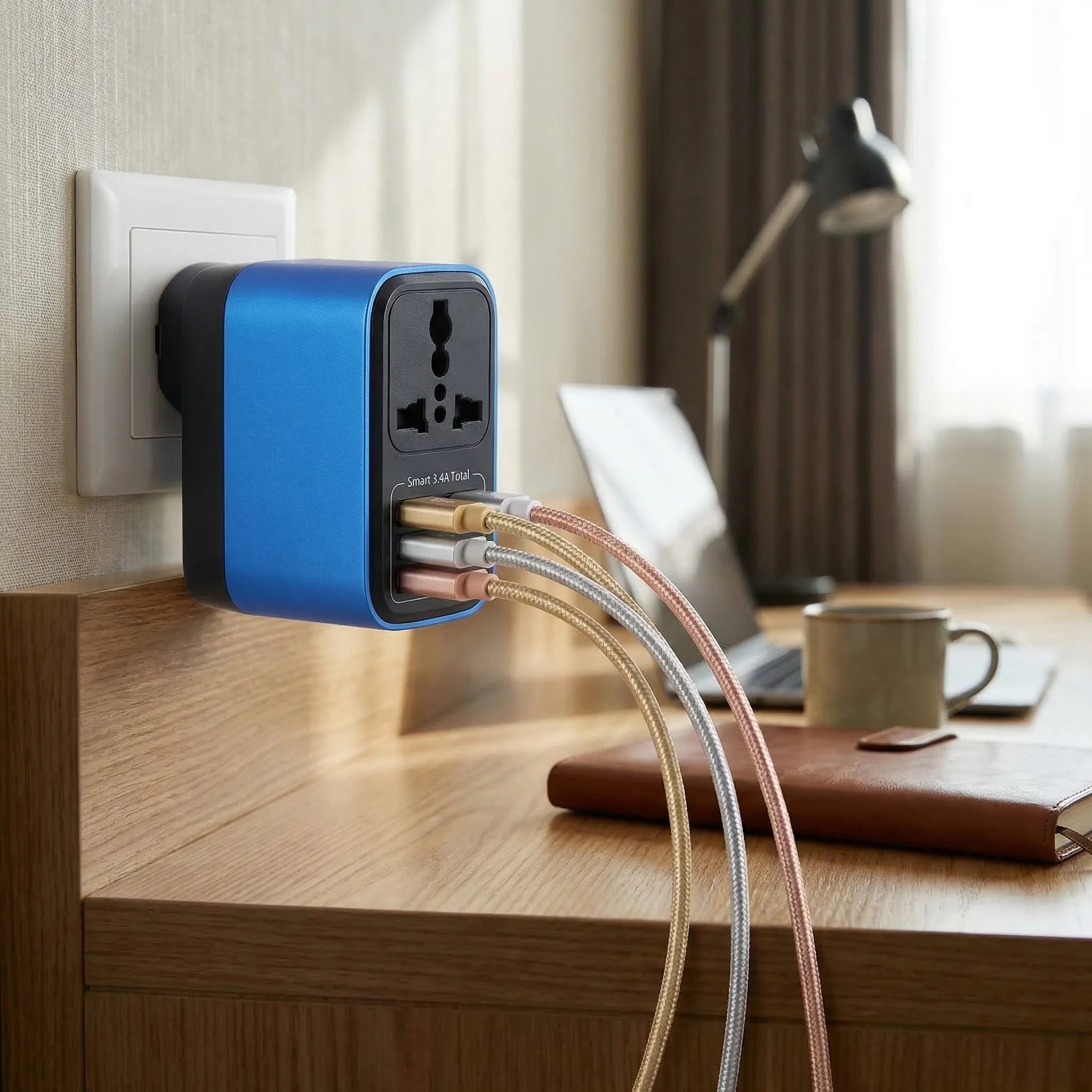 Navando Universele Reisadapter met 4 USB en USB-C