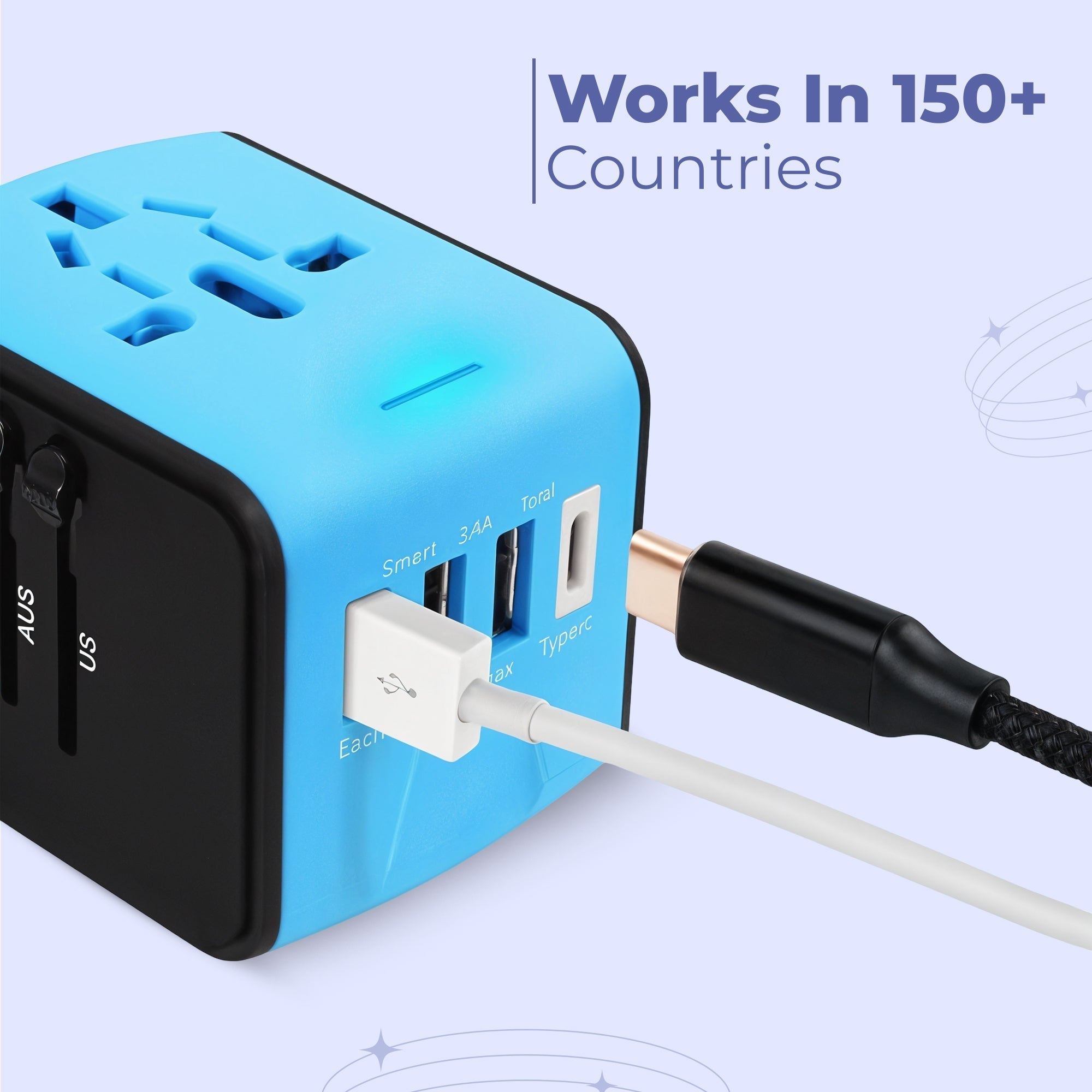 Navando Universele Reisadapter met 4 USB en USB-C