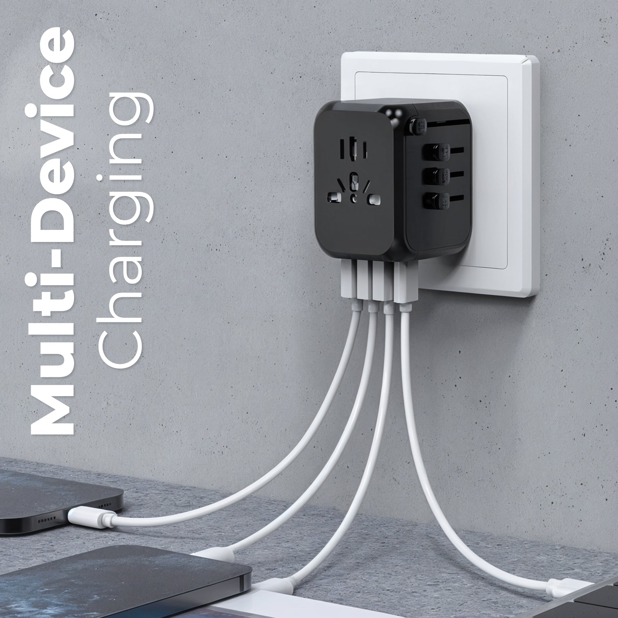 Navando Universele Reisadapter met 4 USB en USB-C
