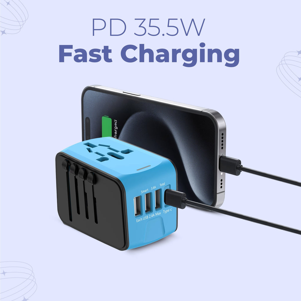 Navando Universele Reisadapter met 4 USB en USB-C