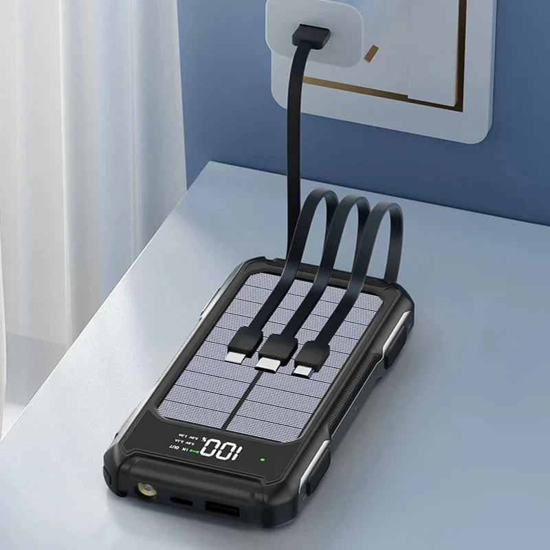 Solar Powerbank met Digitaal Display en Zaklamp 200000mAh