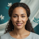 Portrait of a smiling young woman with a serene expression, looking relaxed and content.